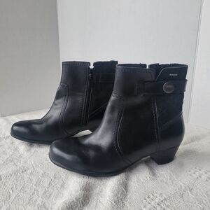 Avalon Leather Slip On Zipper Black Casual Everyday Boots